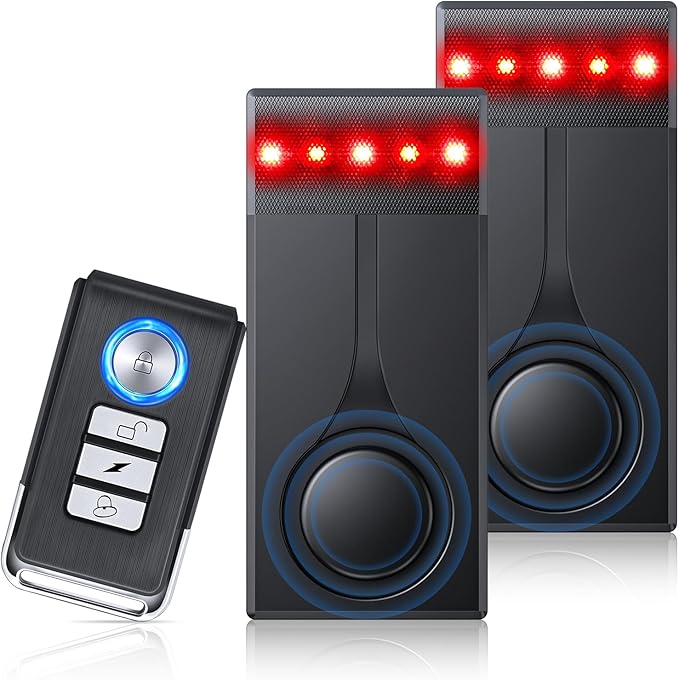 108dB Car Alarm System, Car Anti-Theft Vibration Sensor Alarm & Red Light, Wireless Remote Anti Theft Vehicle Device with Magnetic Install Design for RV, SUV, Truck by LNKERCO