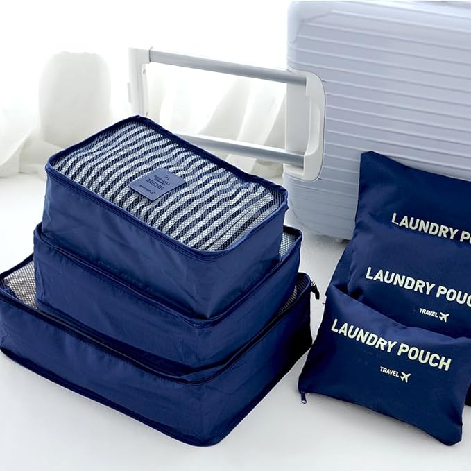 INVODA 7 piece Multi-size Packing Cubes for Travel Suitcase Organizer Bags Lightweight Travel Bags (Navy Blue) - Image 8