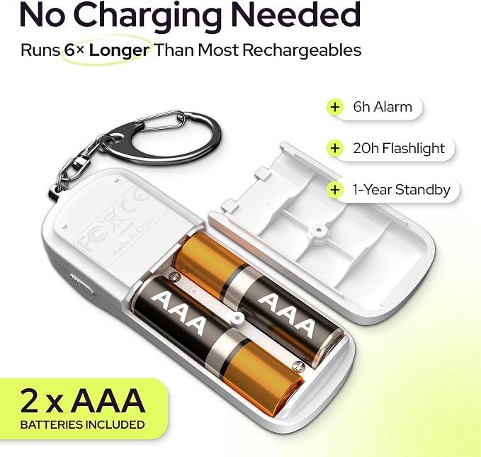 Weten Personal Safety Alarm Keychain - 130dB Siren, LED Light, Panic Pin – Compact Self-Defense Device and Emergency Whistle Alternative for Women, College, Travel, and Night Walk Protection (White) | LED Light, Panic Pin, Self-Defense Device, Emergenc... - Image 4