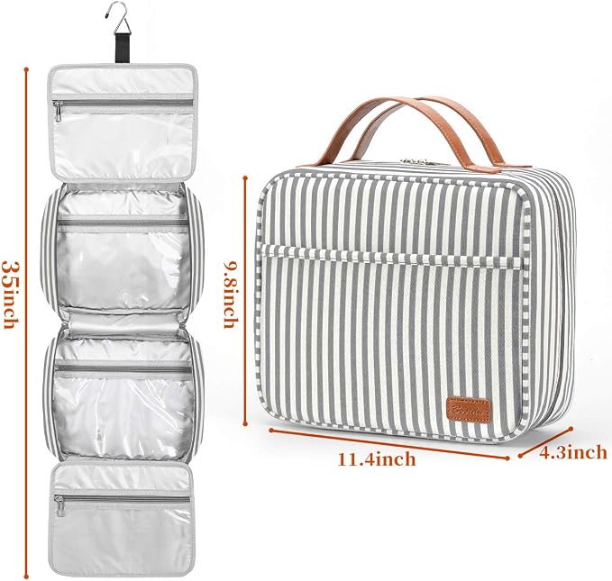 Hanging Travel Toiletry Bag,Large Capacity Cosmetic Travel Toiletry Organizer for Women with 4 Compartments & 1 Sturdy Hook,Perfect for Travel/Daily Use/Christmas - Image 3