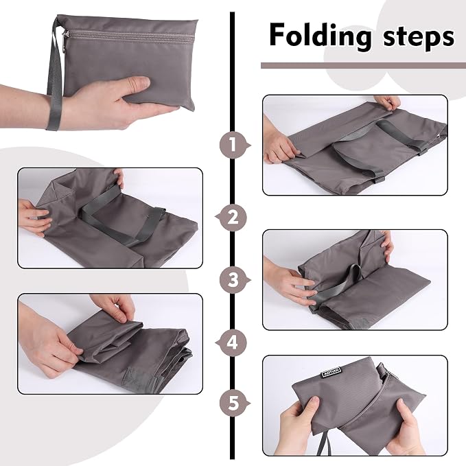 AOTIAN Reusable Grocery Bag, Foldable Shopping Tote Bag with Zipper Closure | Holds up to 50 lbs, Doubles as a phone pouch, Durable & tear-resistant. For travel, gym, beach & daily use, Machine washable - Image 4