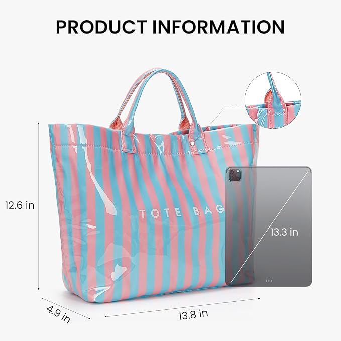Lushandy PVC Tote Bag for Women Jelly Beach Bag Top Handle Hobo Handbag | Water-Resistant, Wipe Clean, Lightweight - Image 4