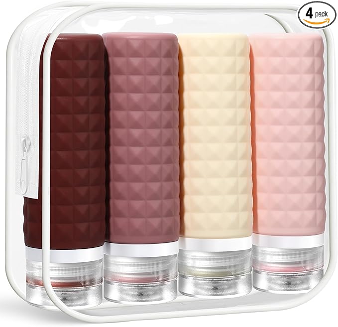 Travel Bottles for Toiletries, TSA Approved Travel Size Containers, Leak Proof Silicone Shampoo Bottles, Small Toiletry Containers with Clear Bag for Shampoo Conditioner Lotion by FIRSTFOOBY