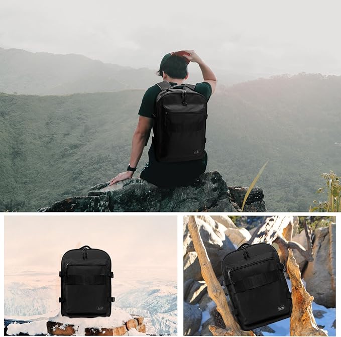 Lightweight Travel Backpack Hiking Daypack Laptop Bookbag, 17L Carry-on Personal Item Weekender Overnight Bag Unisex, All Black - Image 6