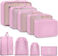 9 Set Packing Cubes for Travel Essentials - Lightweight Carry-On Luggage Organizer Bags with Shoe, Clothes & Laundry Bags for Airplane, Family & Business Travel, Pink by Unknown
