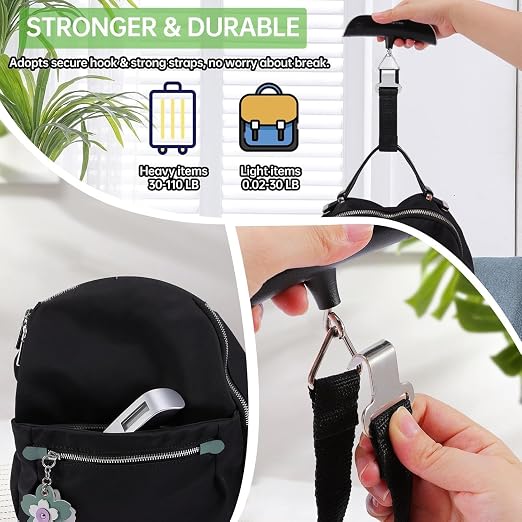 Jeffbaubl 3 Pack Digital Luggage Scale, Luggage Weight Scale, 110LB | Baggage Scale with Backlit LCD Display, Portable Hanging Baggage Scale, Suitcase Weight Scale with Hook for Travel Home - Image 5
