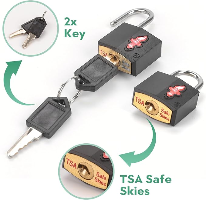 Safe Skies TSA Travel Lock Set 6-Pack with 6 Luggage Tags | 6 Locks + 6 Matching Tags | Keyed Alike | 2 Keys/Lock | TSA Safe Skies Approved | 90-Day Warranty - Image 6