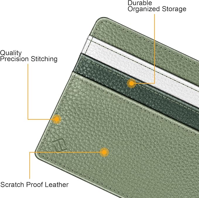 FINTIE Slim Minimalist Front Pocket Wallet RFID Blocking Credit Card Holder | Card Cases with ID Window for Men Women, gradient green - Image 3