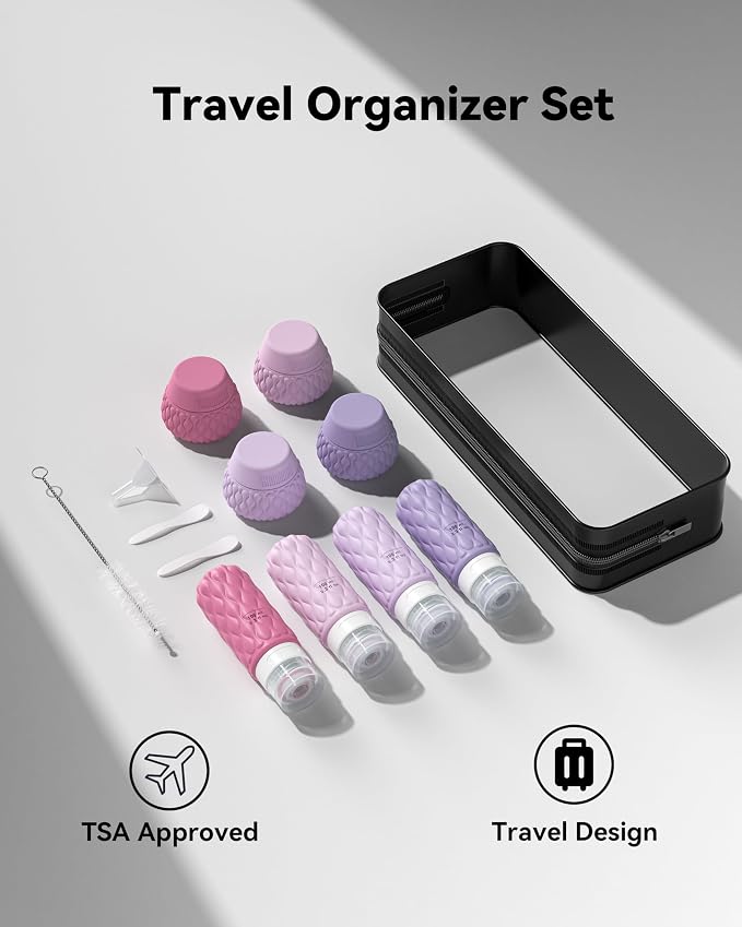 Travel Bottles for Toiletries Silicone Travel Size Containers 3.4oz 1.7oz | Travel Essentials TSA Approved Leakproof Refillable Squeeze Bottles with Labels/Clear Bag for Shampoo, Conditioner, Creams - Image 7
