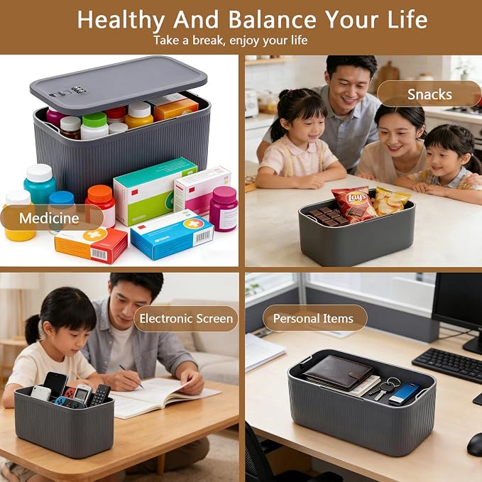 Lockable Storage Box, Large Lock Box with Combination Code – 5cm Taller Version for Medication Safe, Phone Jail, Food Snacks, First Aid Kits, Refrigerator, Office, School, Home, Travel Gift - Image 6