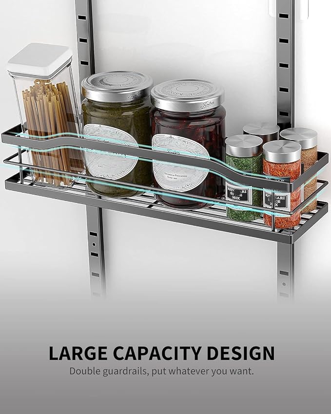 Moforoco 12.2"(W) Narrow 9-Tier Over The Door Pantry Organizer, Pantry Organization and Storage, Black Hanging Basket Wall Spice Rack Seasoning Shelves, Home & Kitchen - Image 6