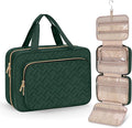 Toiletry Bag for Women, Medium Cosmetic Travel Bag, Hanging Toiletry Bag for Bathroom, Thickened PVC Waterproof Makeup Bag, Toiletries Bag for Travel Business Trips and Camping, Dark Green by Wedama