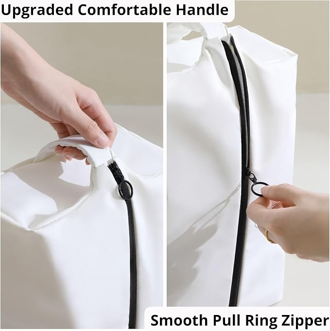 tianzong Double-Layer Fabric Wide-Opening Waterproof Travel Shoe Bag with Comfortable Handle (T400+TPU, Black) - Image 5