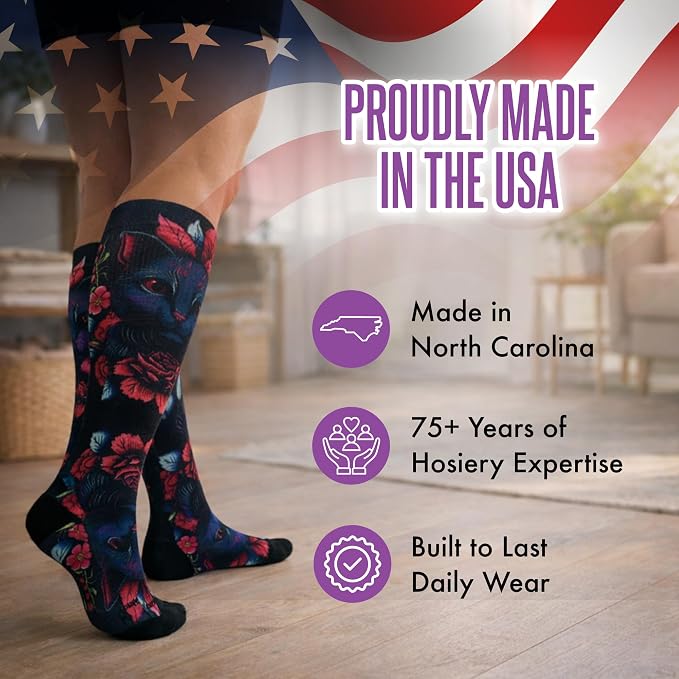 Crazy Compression Socks, Comfortable Support Socks for Recovery, Travel, Hiking, and Long-Hour Comfort w/Fun Designs - Image 6