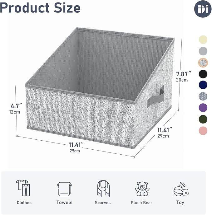 DIMJ Trapezoid Storage Bins, Closet Storage Bins with Handle, Foldable Closet Organizers and Storage Baskets for Toys, Books, Clothes, 8 Packs - Image 2