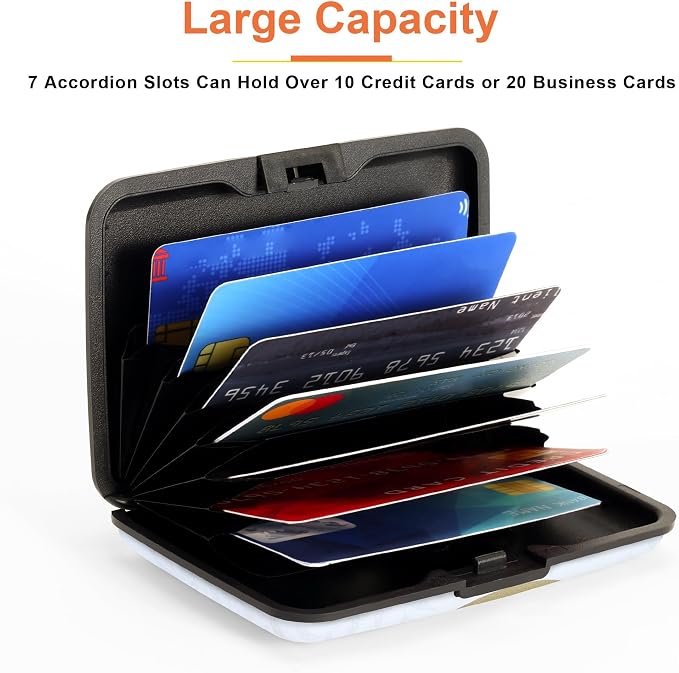 Mayski Credit Card Holder for Women RFID Blocking Wallet, Boho Leaves | Card Wallets for Women Small Mini Business Metal Accordion Aluminum Alloy Hard Case for Men - Image 4