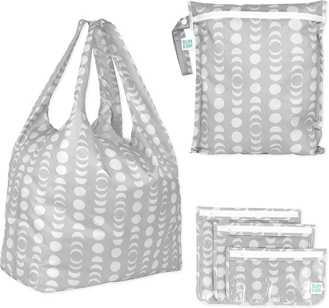 Bumkins Reusable Grocery Shopping Tote Bag for Women, Large Boho Style with Handles, Foldable, Washable, Shoulder Straps by Bumkins
