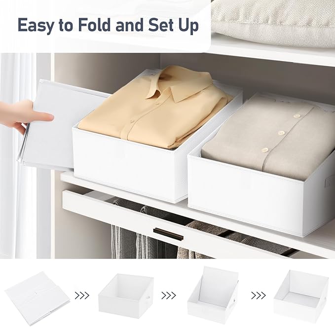 DIMJ Closet Storage Bins 12 Pack - Fabric Storage Baskets for Shelves, Collapsible Clothes Organizer with Handles, Trapezoid Shelf Organization Storage Cubes for Purse, Toys, Books, Towel, Clothes - Image 5
