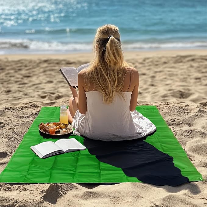 Pocket Blanket, Compact Blanket for Picnic, Beach, Festival | Sandproof, Waterproof, Stakes & Carabiner Included, Packable Lightweight Tarp for Camping, Hiking, Backpacking, Travel - Image 4