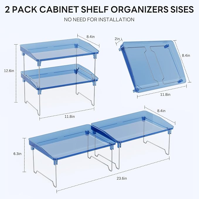 STARLATTA Acrylic Cabinet Organizer Shelf,2 Pcs Stackable Kitchen Counter Shelves,Spice Rack,Countertop Organizers,Clear Plastic Storage Organization for Makeup, Bathroom,Cupboard,Desk,Pantry - Image 3