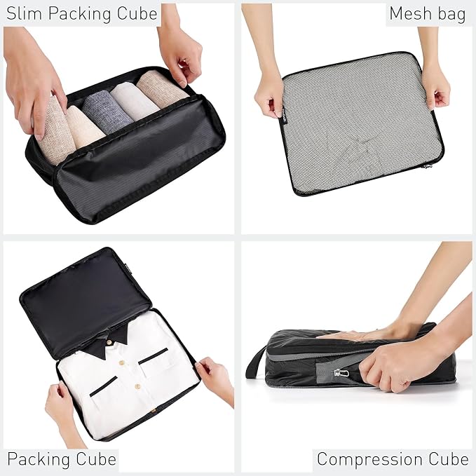 Bagail Ultralight Compression Cubes 7 Set - 3 Packing Cubes, 3 Organizers, and 1 Shoe Bag - Image 3