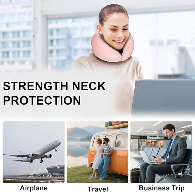 Travel Neck Pillow for Airplanes, Neck Support Pillow for Sleeping & Pain Relief, Stuffable Cervical Pillow, Portable Travel Essentials for Plane, Car & Office(Pink) - Image 7
