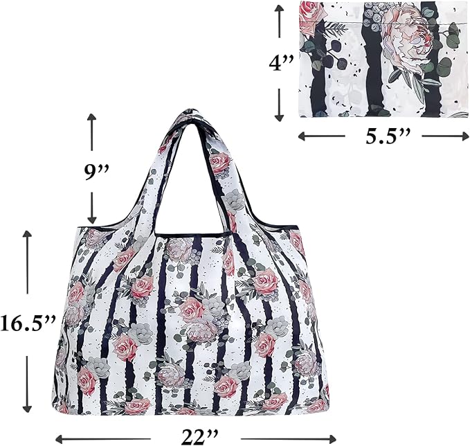 allydrew Large Foldable Tote Nylon Reusable Grocery Bags - Image 6