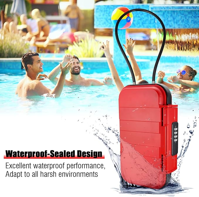 XXL Large Security Lock Box,Outdoor Waterproof Shockproof Travel Safe Lock Box with Removable Wire Rope,4-Digit Combination Safe Box for Dorm,Travel,Beach,Hotel,Car,Home,Office - Image 2