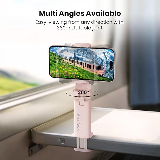 2 Pack Klearlook Universal Airplane Phone Holder, 360° Rotatable Phone Mount for Airplane Tray Table & Desk, Hands-Free Adjustable Phone Stand for Flight Essentials Must Have Accessories - Image 3
