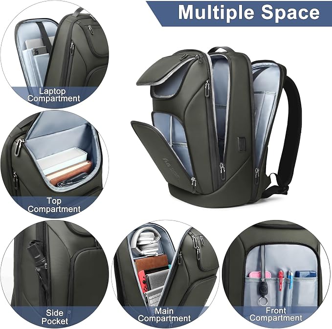 hk Business Smart Backpack for Men Anti-Theft for 17.3 Inch Laptop | with USB Charging Port Water-Resistant Large Durable Compact 30L for Travel College Work - Image 8