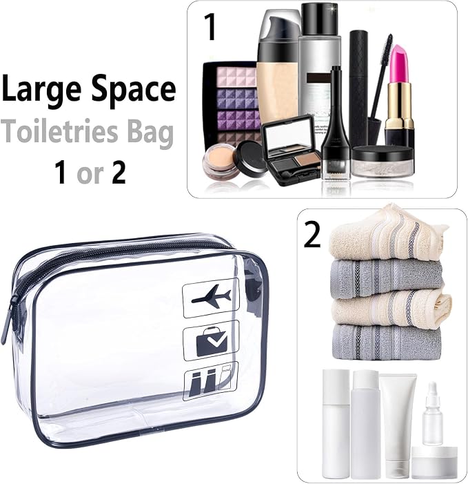 Clear Travel Bags for Toiletry,Makeup Bag-10Pcs, Toiletry Bag | TSA Approved Clear Toiletry Bags,Carry on Airport Airline Compliant Bag,Black,10pack - Image 5