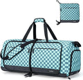 Lekesky Foldable Travel Duffle Bag for Women, Large Duffel Bag with Separate Shoes Compartments & Straps, Carry On Weekend Bag for Women, Hospital, Overnight (Green Gingham, 80L) by LEKESKY