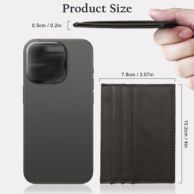 WOXVM Credit Card Holder Wallet RFID Blocking Slim Credit Card Cases Holder Premium Leather Minimalist Front Pocket Small Wallet with 6 Card Slots and 1 Pockets for Men Women (Dark Brown) - Image 2