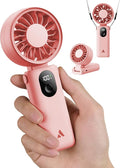 Aecooly Mighty Portable Handheld Fan | 20H Max Cooling | 3 Flexible Modes | 5 Speeds Wind | Battery Level Display | USB Rechargeable Mini Personal Battery Powered, Gifts for Women, Travel -Pink by Aecooly