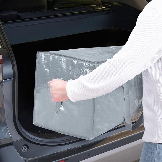 TICONN 4 Pack Extra Large Moving Bags Heavy Duty with Zippers & Carrying Handles, Durable Storage Bags Moving Boxes for Closet Organizers and Storage (4 Pack, Light Grey) - Image 10