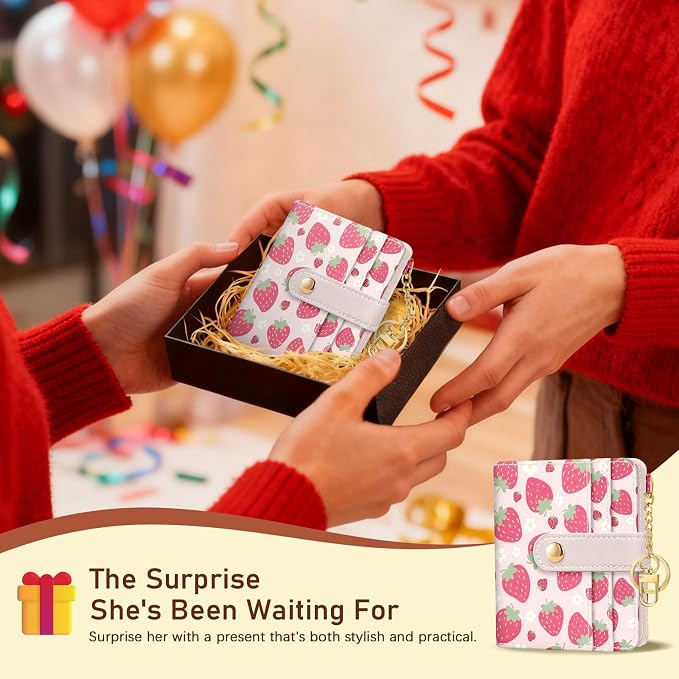 Jogjam Strawberry Rfid Girls Teen Women Wallet, Small Credit Card Holder | PU Leather Bifold Cash Zipper Coin Pocket ID Window, for Female Ladies Teen Girls Girly Gifts - Image 7