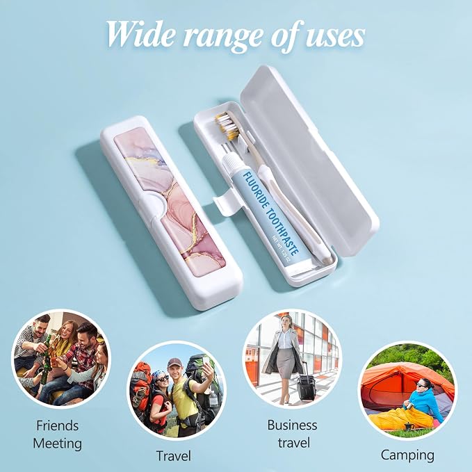Toothbrush Travel Case - Colorful Pattern, Holder and Covers for Toothbrushes, Includes Tongue Scraper Case - Image 6