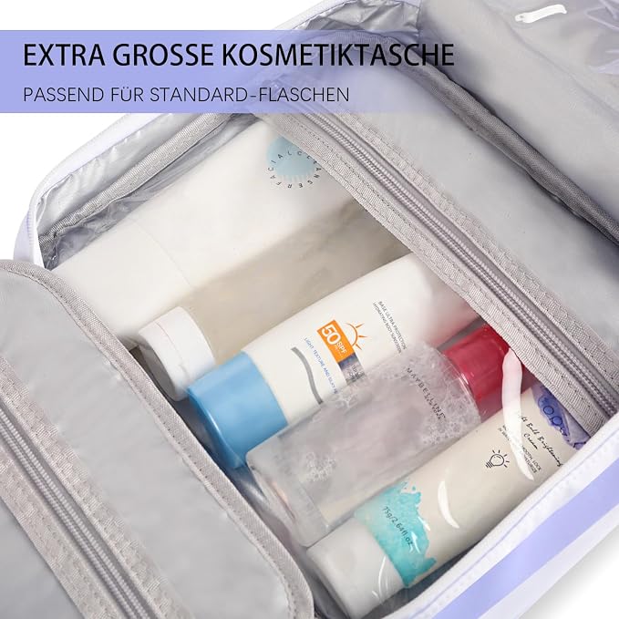 Hanging Travel Toiletry Bag,Large Capacity Cosmetic Travel Toiletry Organizer for Women with 4 Compartments & 1 Sturdy Hook,Perfect for Travel/Daily Use/Christmas - Image 4