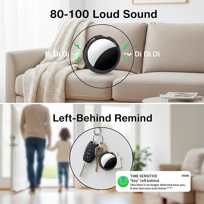 4 Pack Tracker Tags Item Finder for Apple Find My MFi Certified iOS Only | Waterproof Bluetooth Key Finder with Replaceable Battery Worldwide Tracking for Keys Wallets Bags Luggage Pets Dogs Cats - Image 3