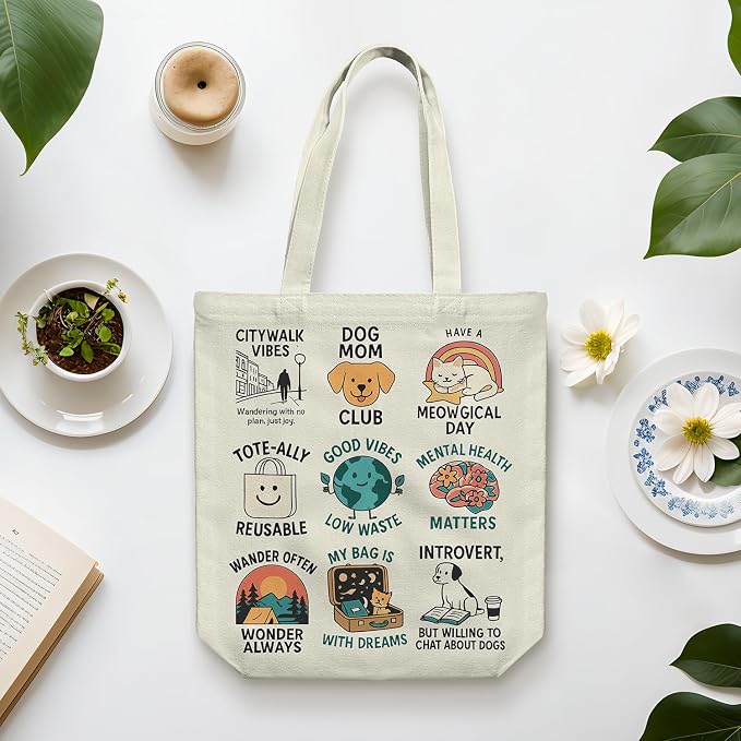 itgowisa Canvas Tote Bag for Women, Tote Bag with Zipper Inner Pocket, Zippered Canvas Bag for Shopping Work Grocery Everyday - Image 8