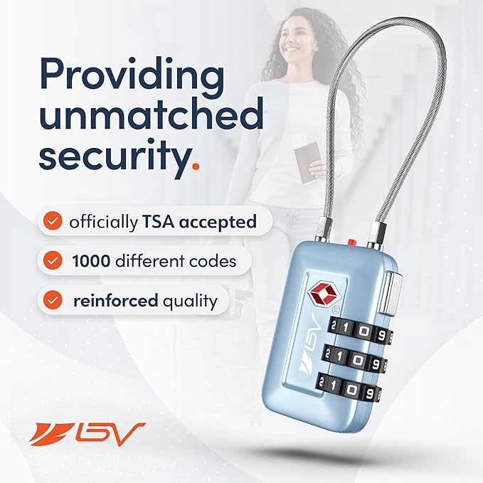 TSA Accepted Luggage Travel Lock, Set-Your-Own Combination Lock for School Gym Locker, Luggage Suitcase Baggage Locks, Filing Cabinets, Toolbox, Case (Arctic Blue, 1 Pack) - Image 2
