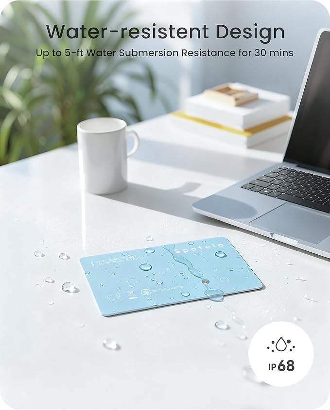 [ Apple Mfi Certified ] Wallet Tracker Card Works with Apple find My(iOS Only) Tracking Card, Rechargrable Smart Tracker, 1.7mm IP68 Waterproof Item Locator for Luggage, Passport, Bags-Blue - Image 5