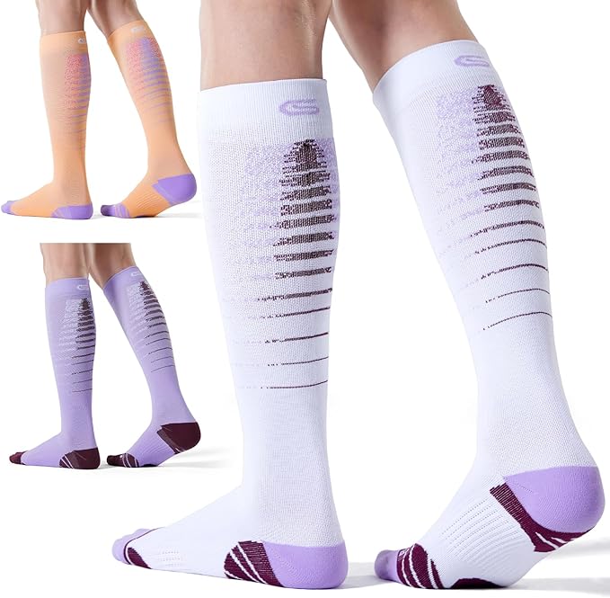 CS CELERSPORT 3/4 Pairs Compression Socks for Men Women Size 6-12 | Knee High Support Socks for Running Nurses Pregnancy Travel Daily Wear by CSCELERSPORT