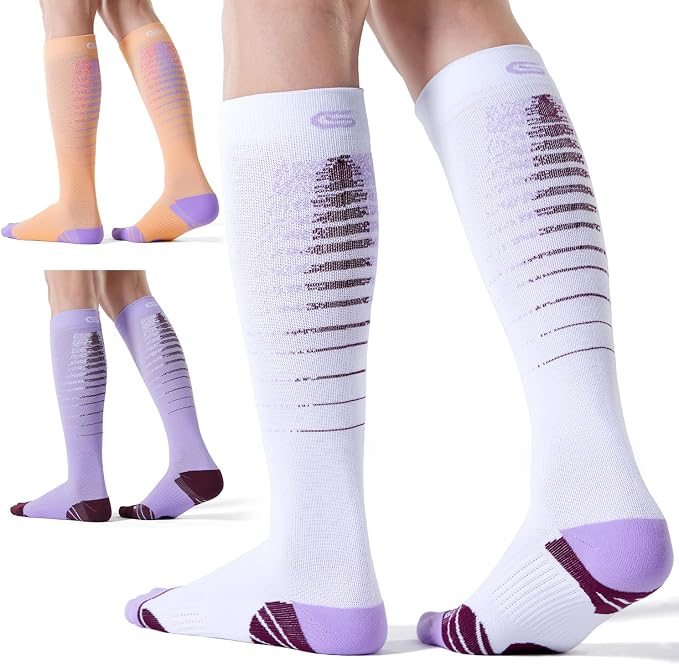 CS CELERSPORT 3/4 Pairs Compression Socks for Men Women Size 6-12 | Knee High Support Socks for Running Nurses Pregnancy Travel Daily Wear by CSCELERSPORT