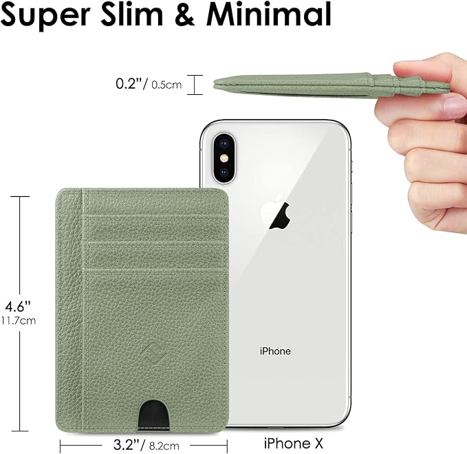 FINTIE Slim Front Pocket Wallet, RFID Blocking Credit Card Holder | Minimalist Card Cases with ID Window for Men Women, Sage Green - Image 7