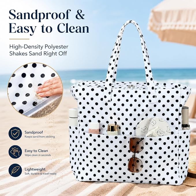 LEDAOU Beach Bag Waterproof Sandproof Women Beach Tote Pool Bag with Zipper for Swim Gym Grocery Travel with Wet Pocket | Sandproof - Image 8