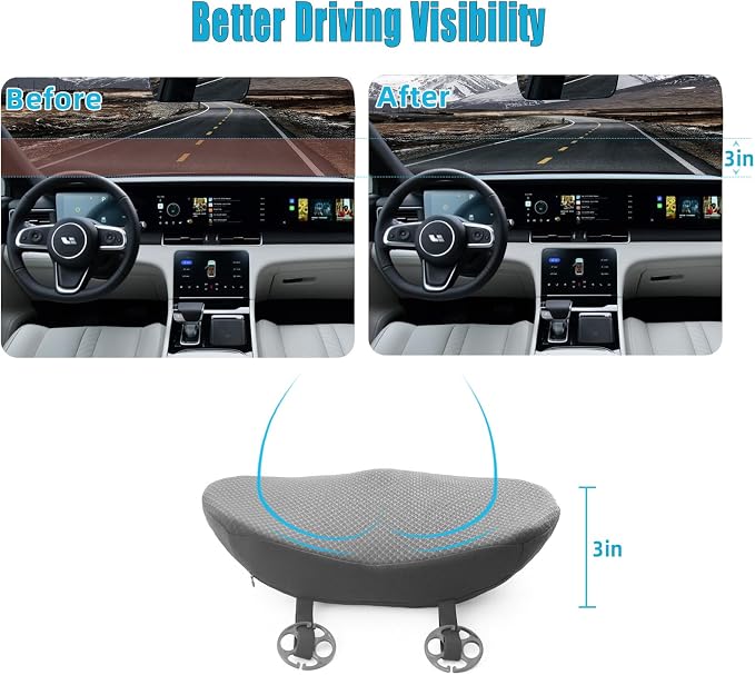 2 in 1 Car Seat Cushion Lumbar Pillow - Comfort Memory Foam Seat Cushion for Driving, Office - Sciatica-Back Pain Relief, Car Cushion for Car, Truck, Office, Wheelchair (Grey) - Image 3