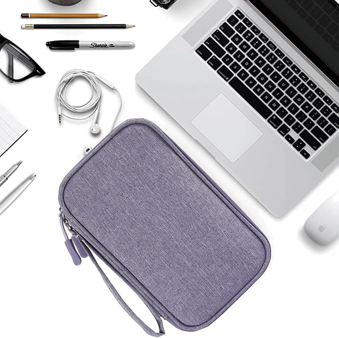 CAAORDKSO Electronics Organizer Travel Bag, Small Cable Organizer Case Waterproof Accessories Pouch, Travel Electronic Carrying Case for Cable, Cord, Charger, Phone, Power Bank, Earphone (Purple) - Image 5