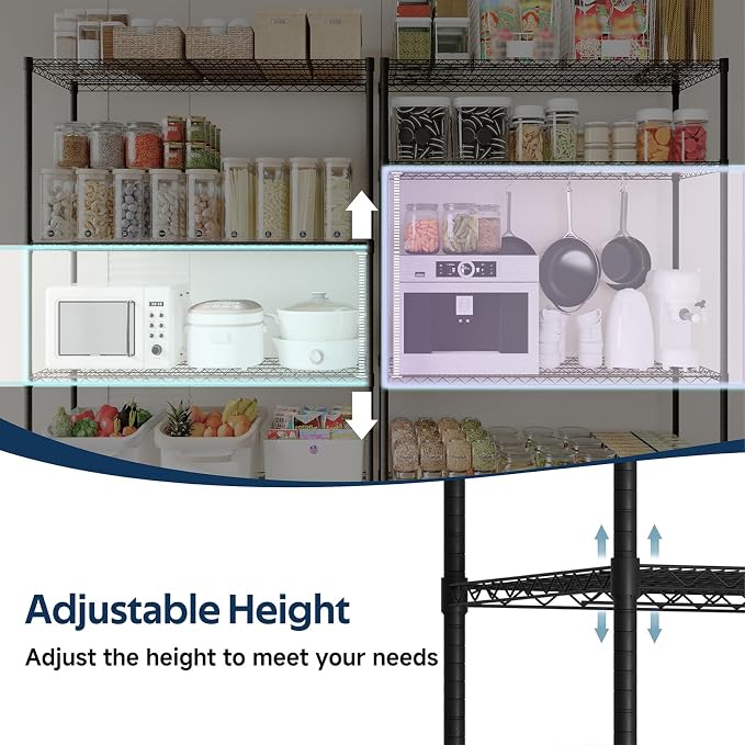 Whitmor 4 Tier Storage Shelves with Wheels, Heavy Duty Metal Shelving Unit, 625 lbs Capacity per Shelf, 2500 lbs Total for Kitchen, Garage, Plant, 55" L x 24" W x 72" H, Black - Image 4