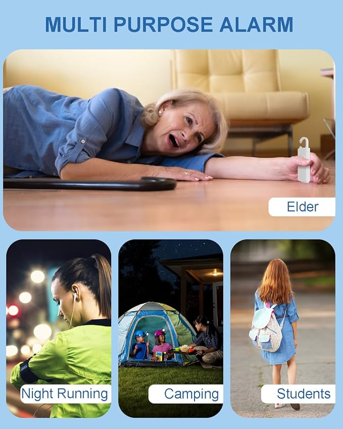 Rechargeable Personal Safety Alarm for Women, Loud Siren Birdie Sound, Strobe SOS LED Light, USB Charging, Be Safe with Personal Alarm Self Defense Keychain for Wife, Daughter, Student, White - Image 3